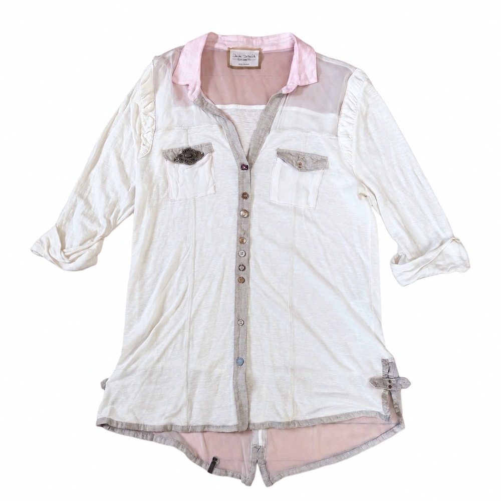 Elisa Cavaletti Daniela Dallavalle Linen Blend Lagenlook Artwear Shirt Italy L